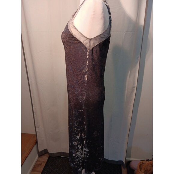 Mossimo Crushed Velvet Slip‎ Dress Lace Trim Midi Adjustable 90s Style XS - Picture 6 of 9